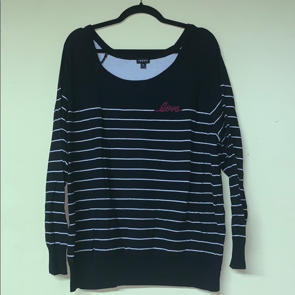 Torrid black and white “love” sweater